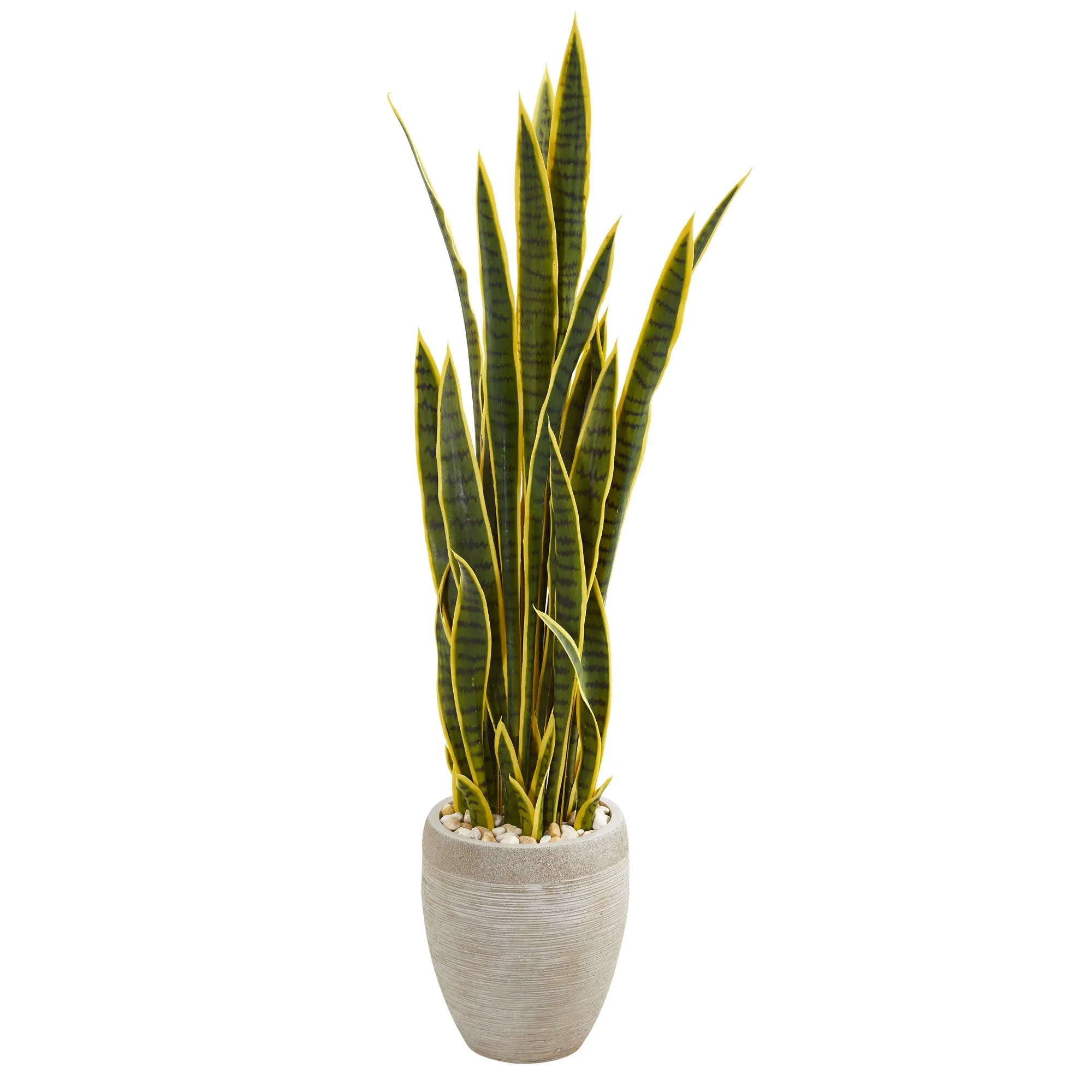 52" Artificial Sansevieria Plant in Sand Colored Planter - Low Maintenance, Life-Like & Vibrant Silk Plants For Busy People.