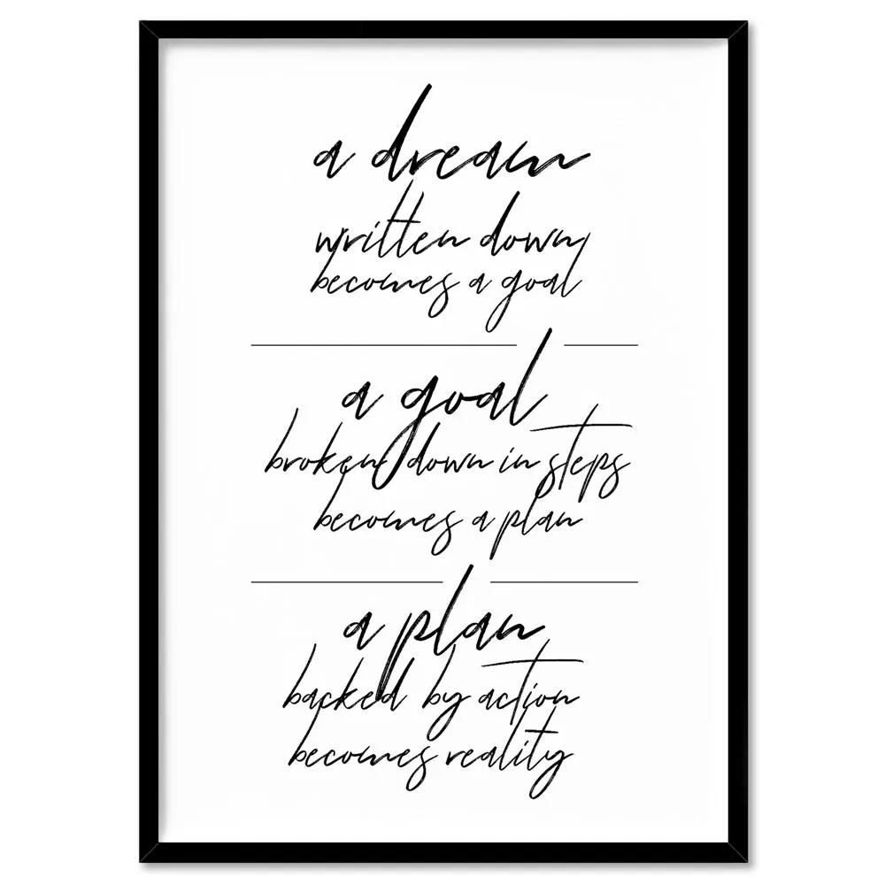 A Dream, A Goal, A Plan - Art Print