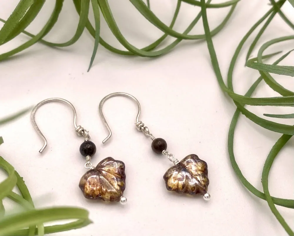 Amber Leaf Peeper Earrings