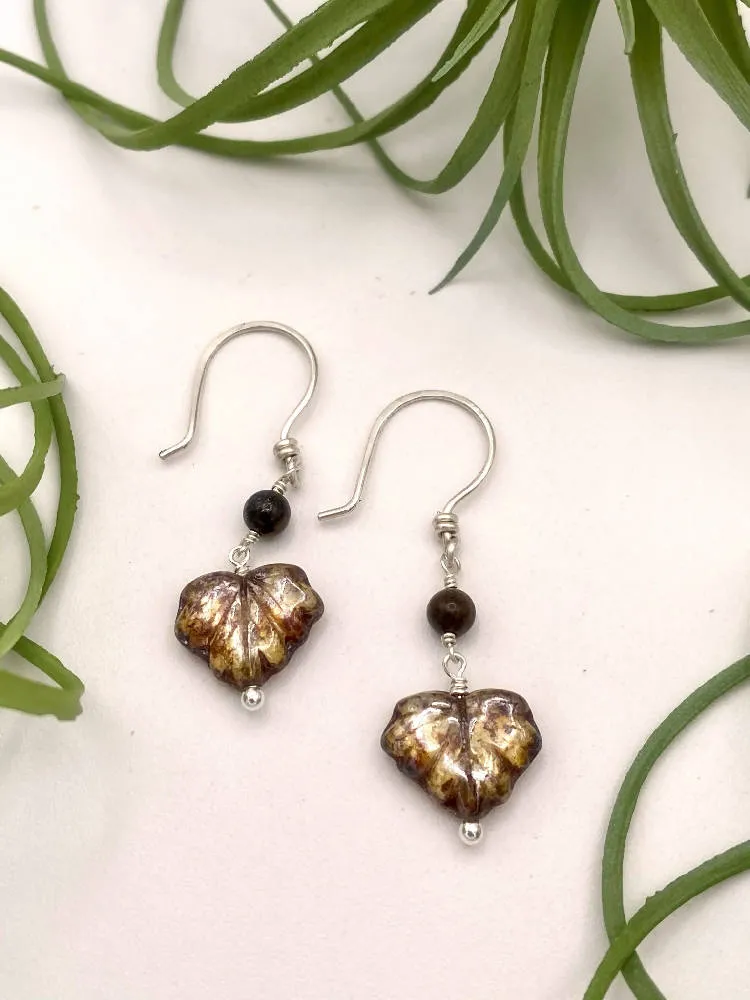 Amber Leaf Peeper Earrings