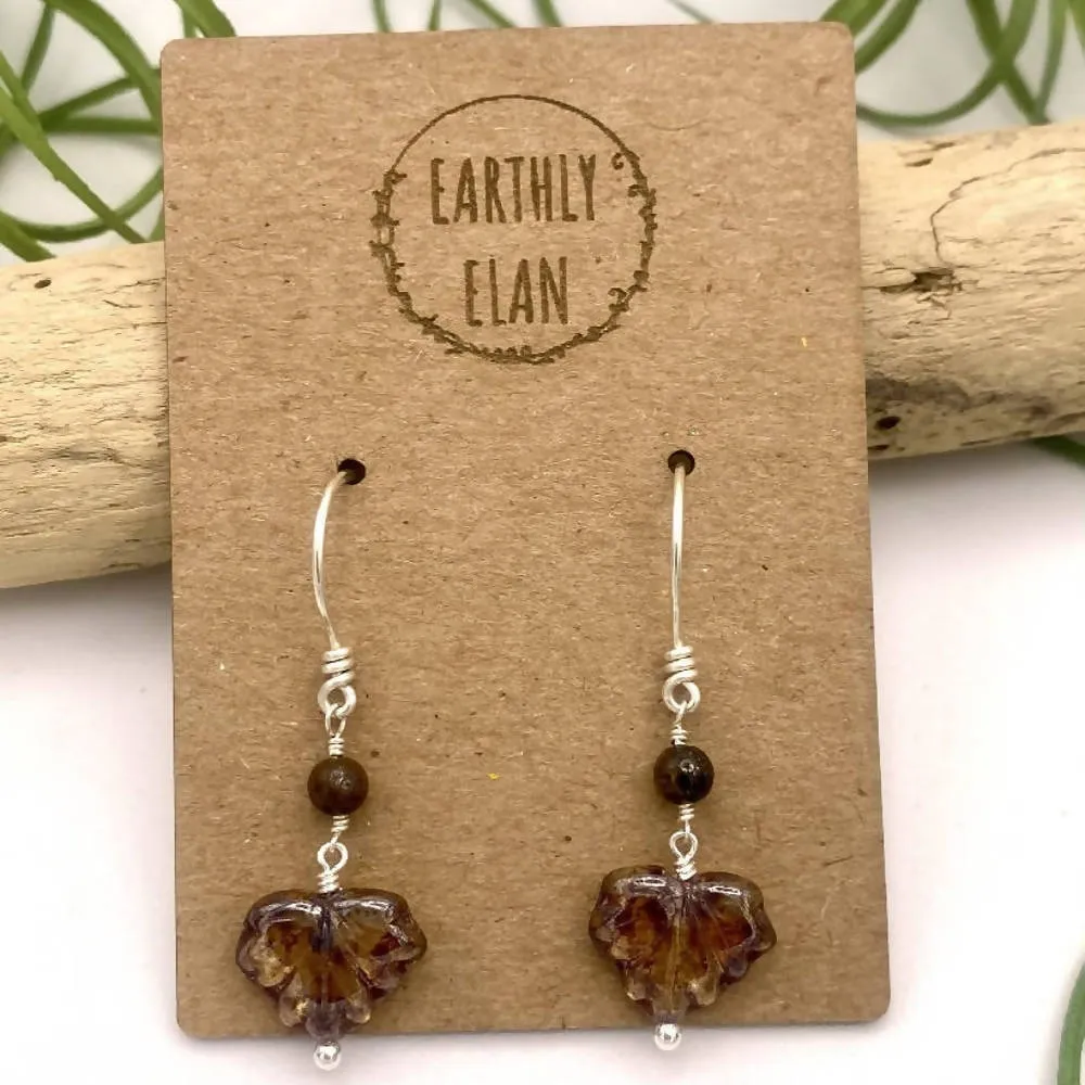 Amber Leaf Peeper Earrings