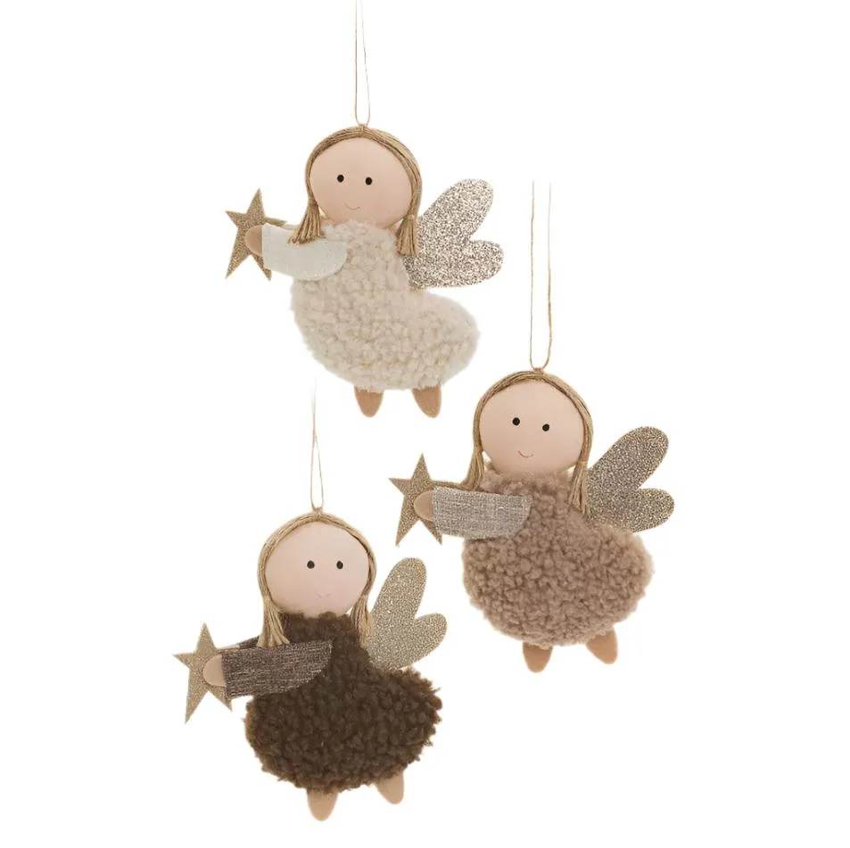 Angel Wool Ornaments - Set of 3