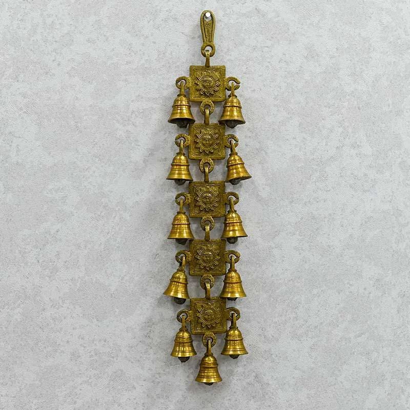 Antique Brass 11 Bells With Surya Figurine