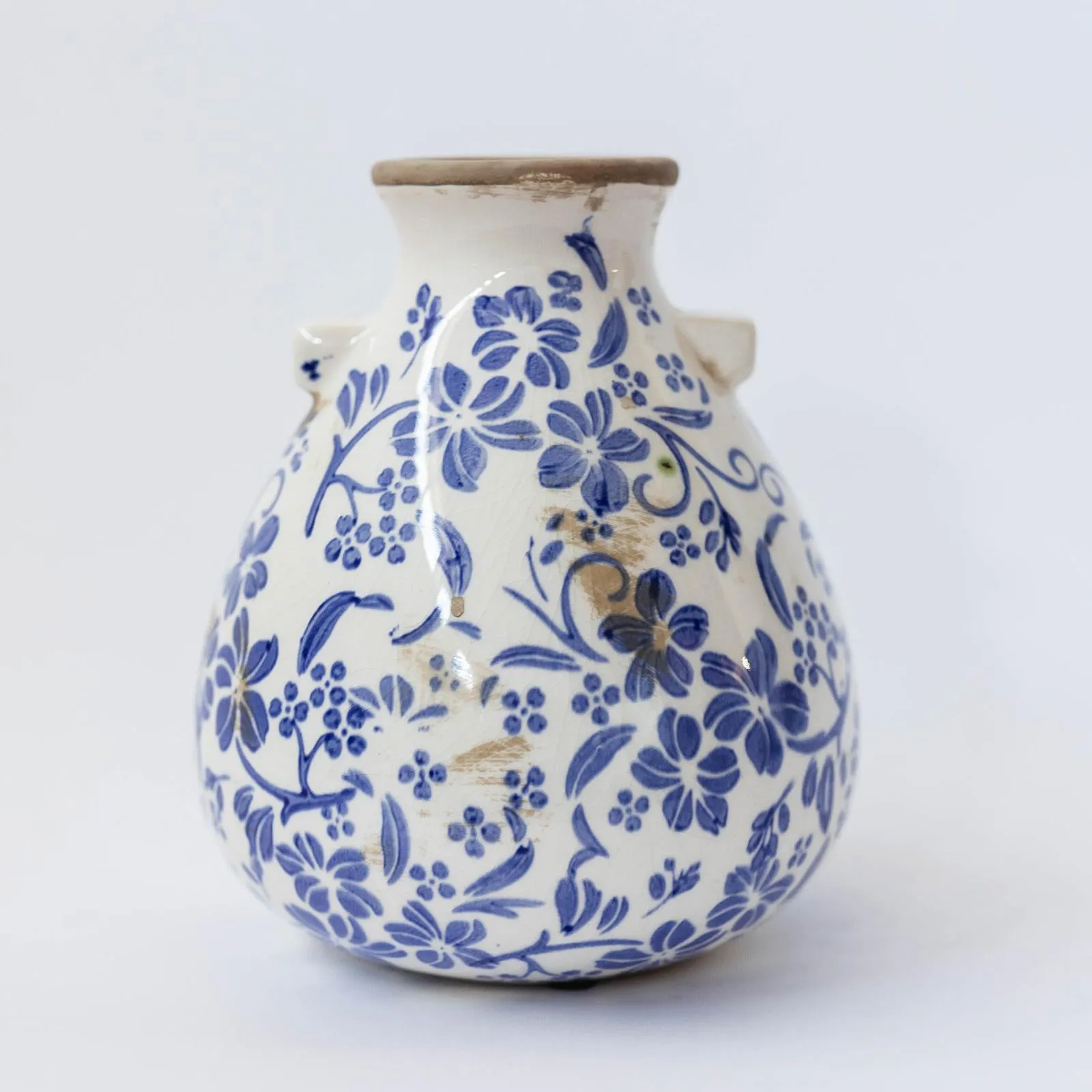 Blue Flowers Rounded Vase