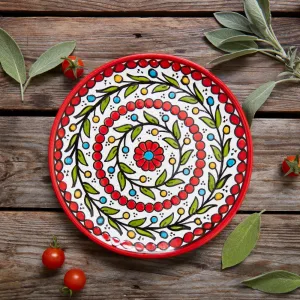 Ceramic Palestine Colorful Vine Red Salad Plate