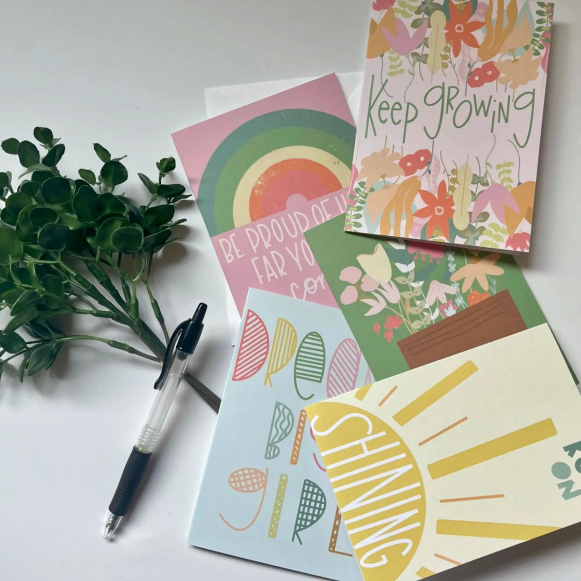 Cheerful Inspirational Greeting Card Set