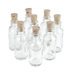 Clear Glass Boston Bottle Corked Jars, Boston, 3-Inch, 8-Piece