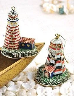 Cloisonné Nautical Lighthouse Ornaments