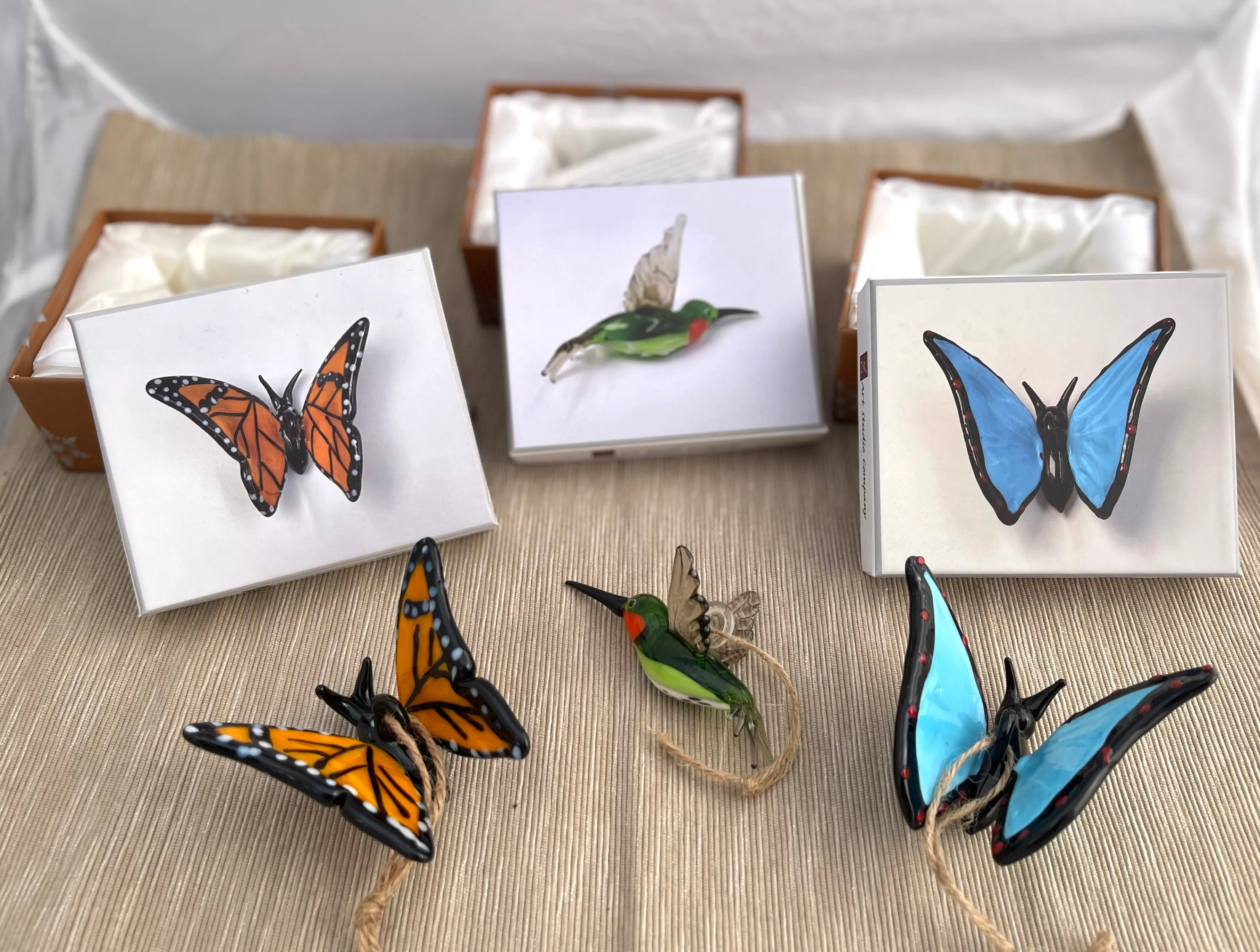 Colorful Butterfly Blown Glass Ornament