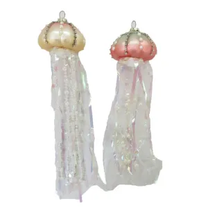 December Diamonds Coastal Ornaments Set Of 2 Assortment Jellyfish Ornaments