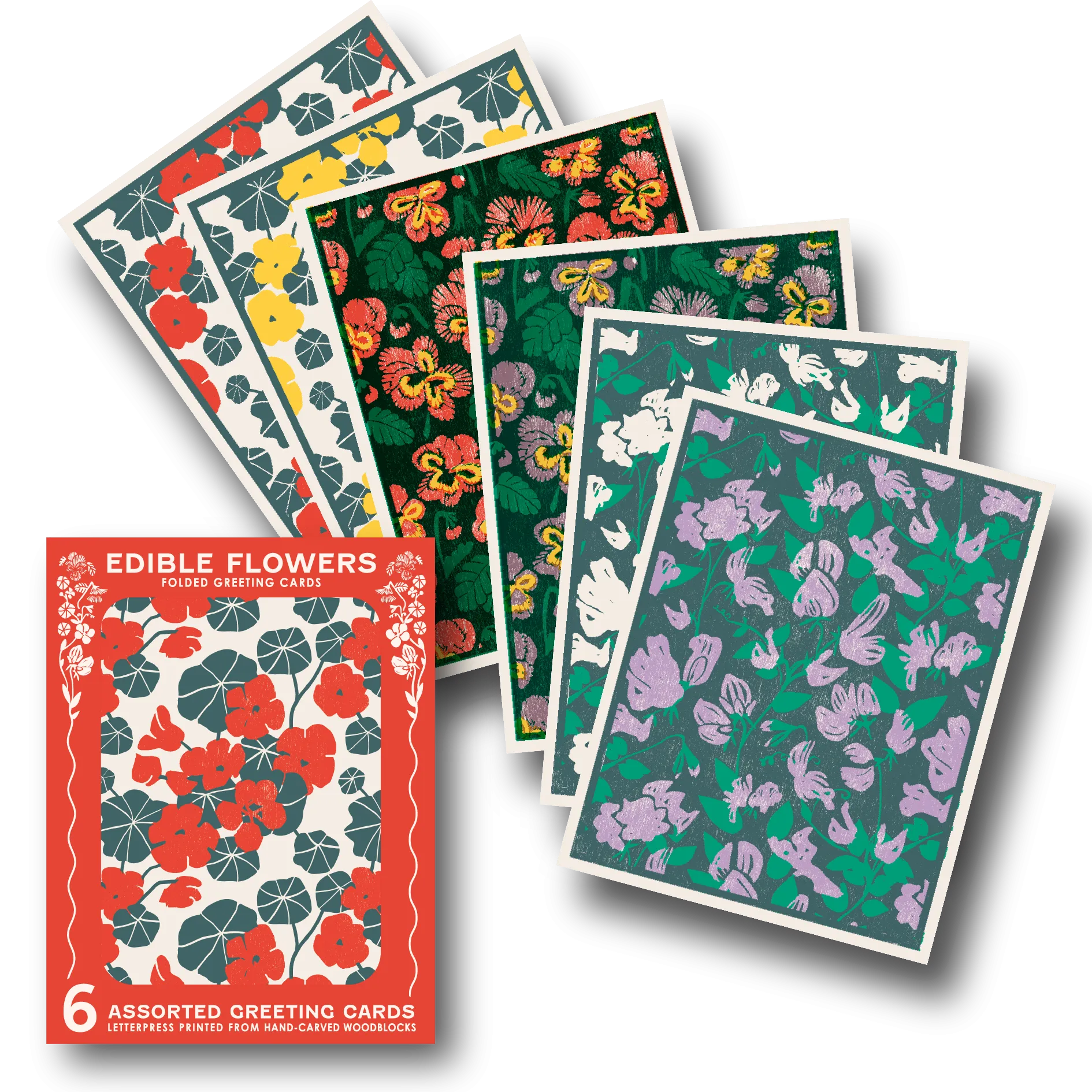 Edible Flowers Assorted Letterpress Cards Set