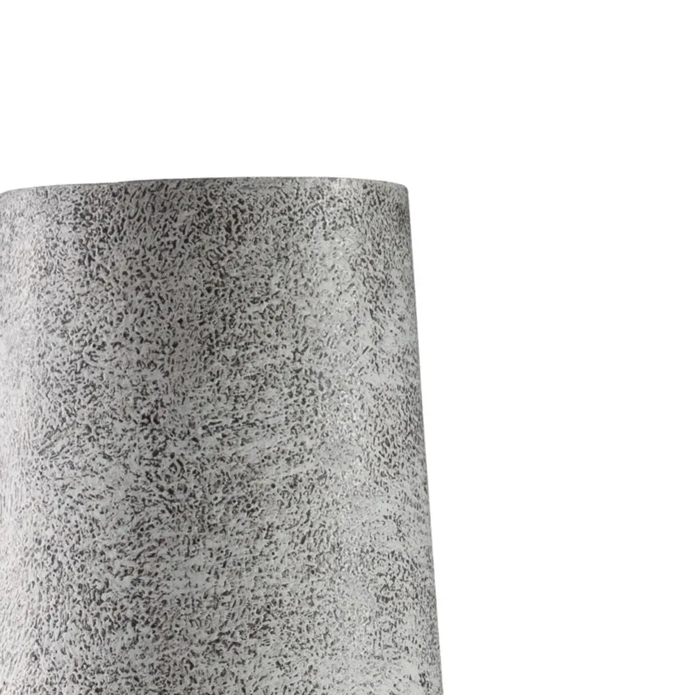 Fin 21 Inch Cylindrical Metal Vase, Subtly Textured, Antique Gray White By Casagear Home