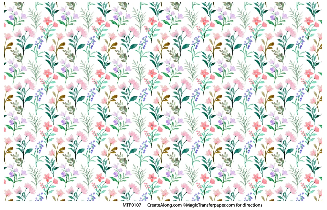 Floral Patterns Magic Transfer Paper half sheet printed ready to use