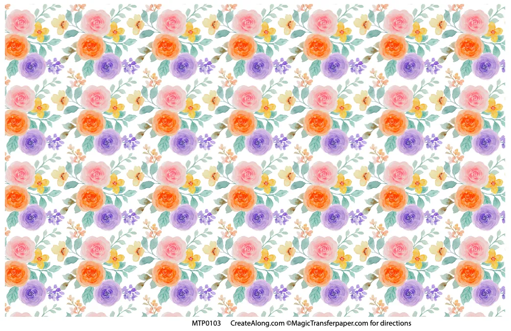 Floral Patterns Magic Transfer Paper half sheet printed ready to use