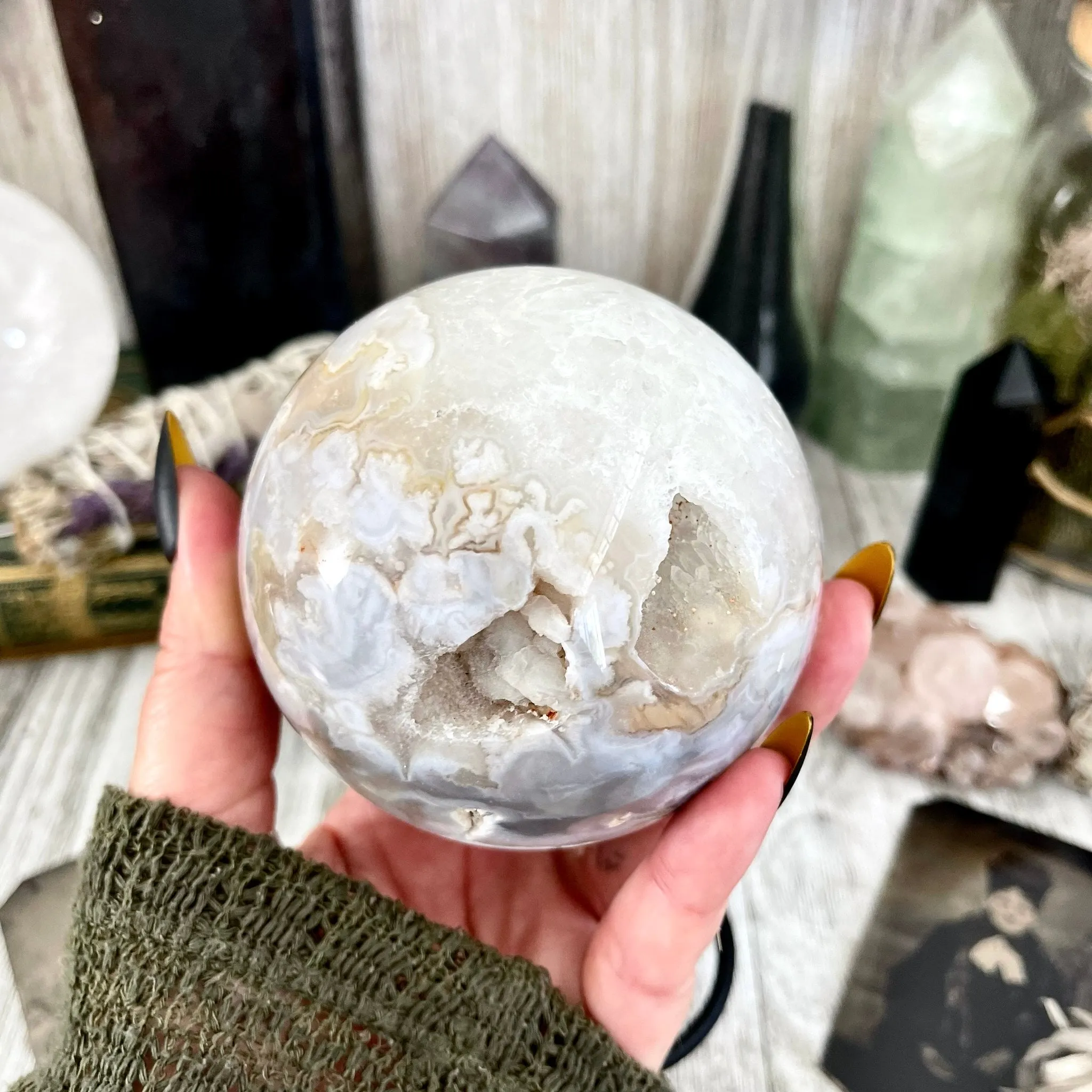 Flower Agate Crystal Ball  / FoxlarkCrystals