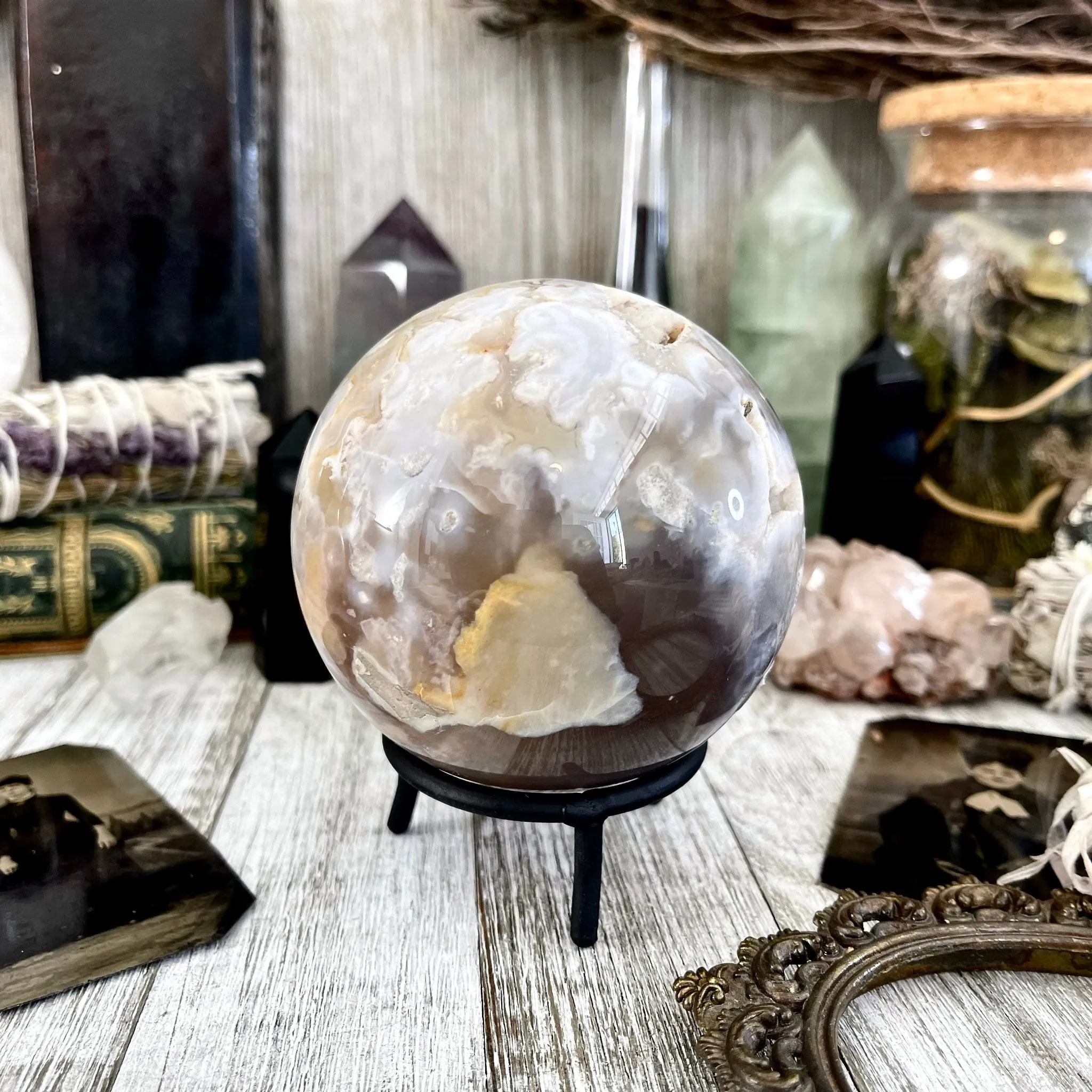 Flower Agate Crystal Ball  / FoxlarkCrystals