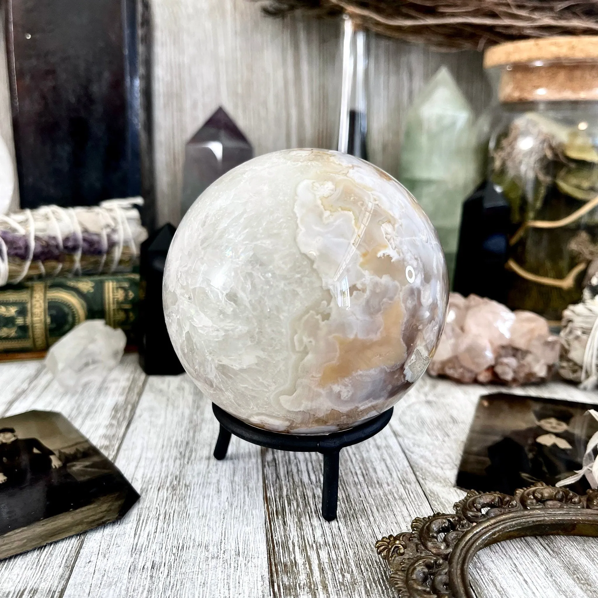 Flower Agate Crystal Ball  / FoxlarkCrystals