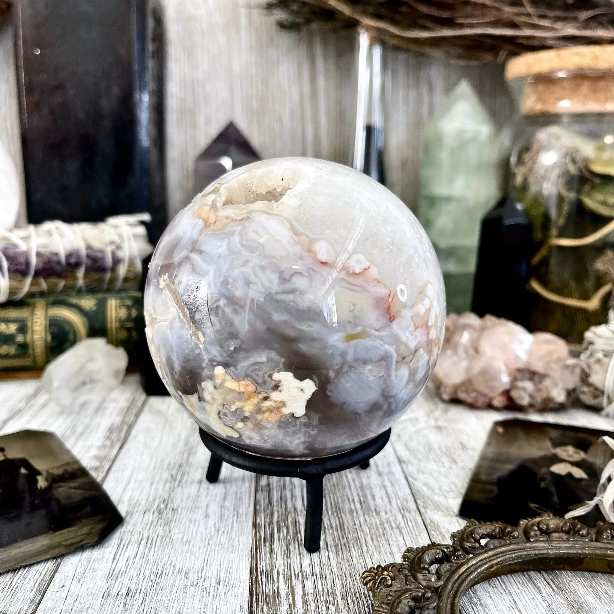 Flower Agate Crystal Ball  / FoxlarkCrystals