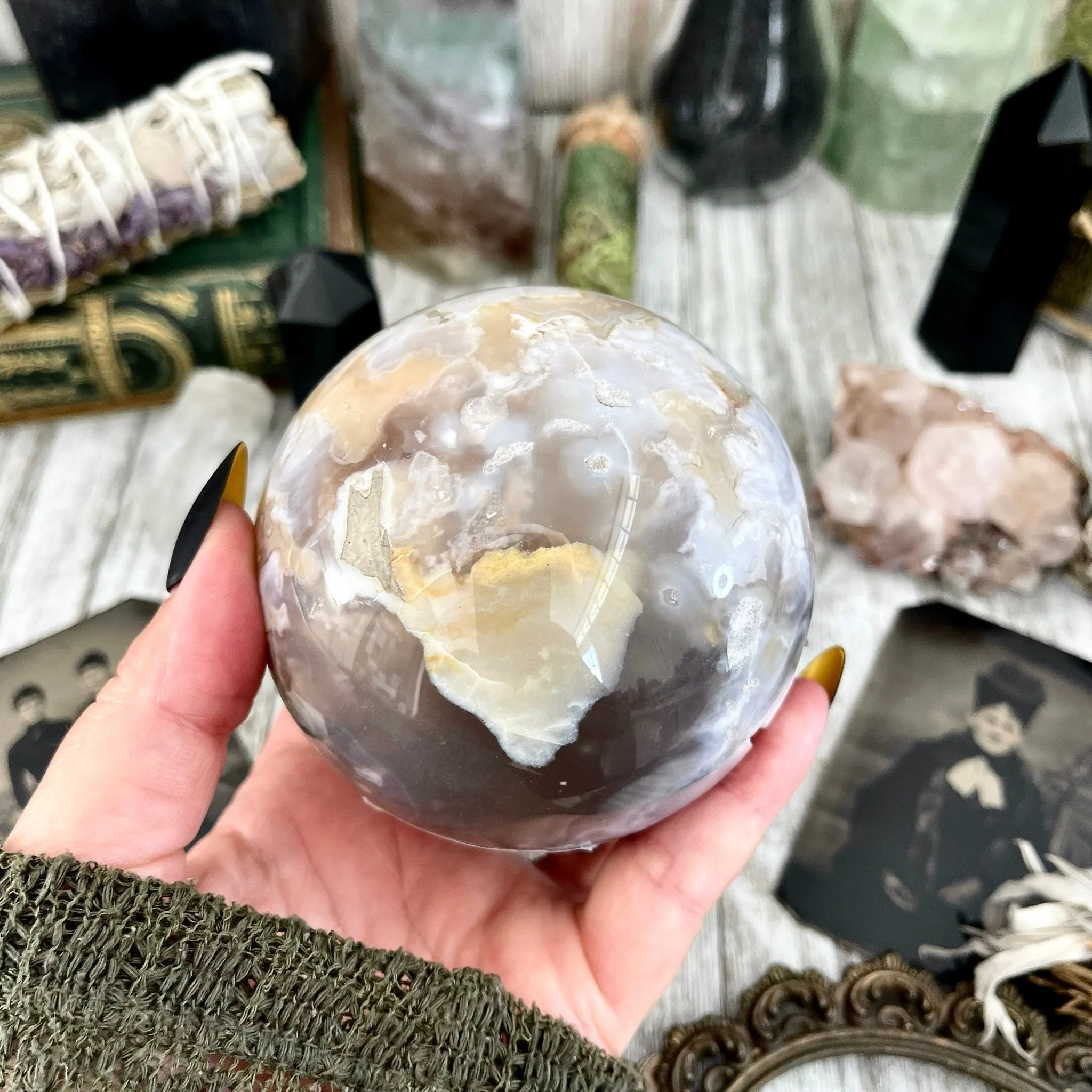 Flower Agate Crystal Ball  / FoxlarkCrystals