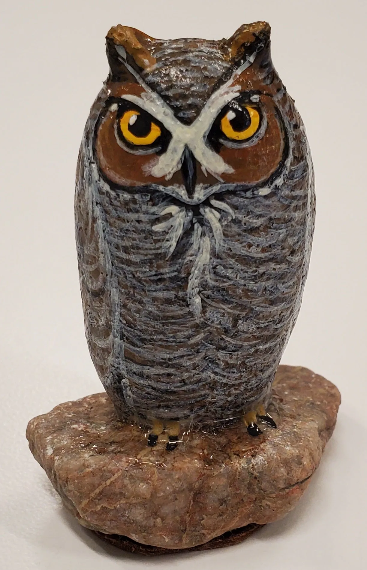 Hand-Painted Rock Owl