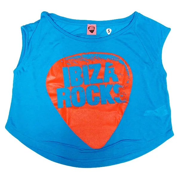 Ibiza Rocks Logo Blue Crop Box Top