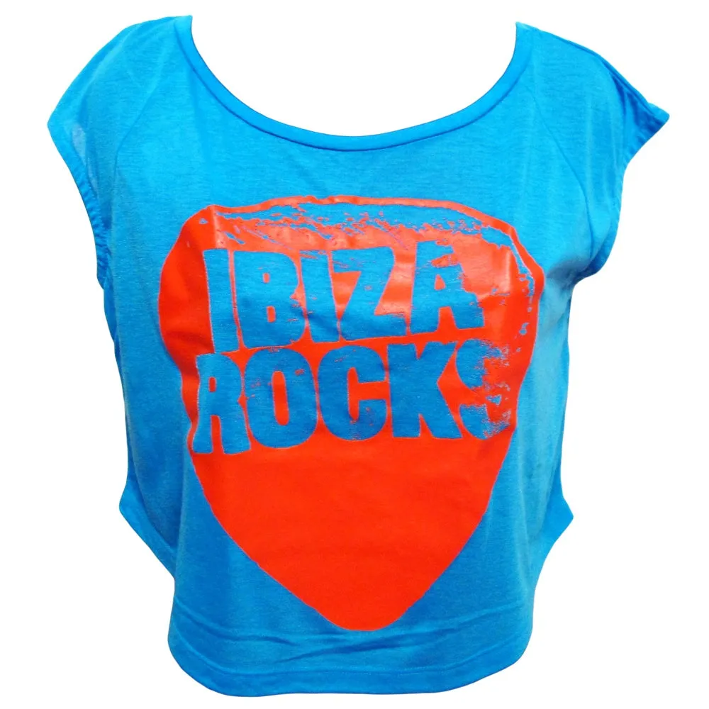 Ibiza Rocks Logo Blue Crop Box Top