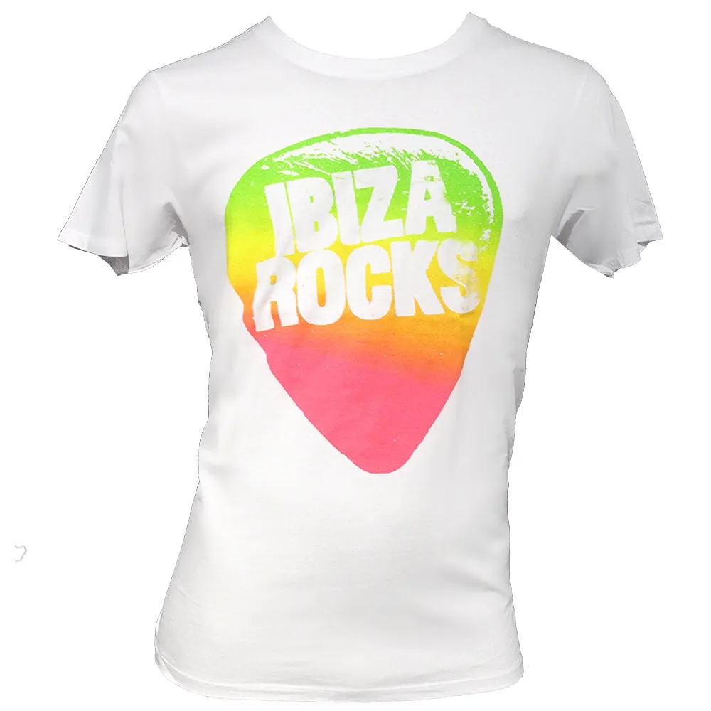 Ibiza Rocks Rainbow Plectrum Men's White T-shirt