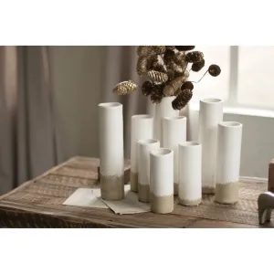 Kalalou - SET OF NINE WHITE CERAMIC CYLINDER BUD VASES - CPH3039