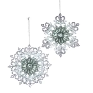 Kurt Adler Sage Green and Clear Snowflake Ornament