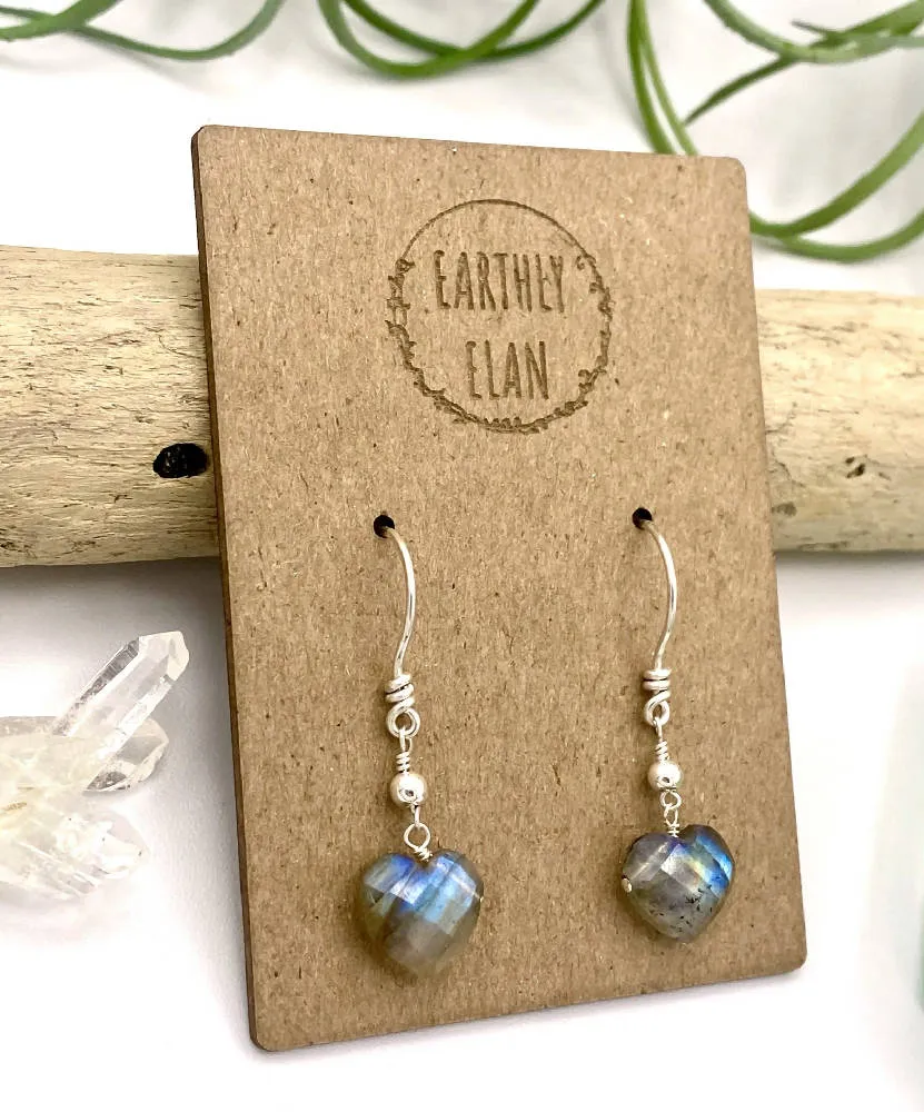 Labradorite Heart Earrings