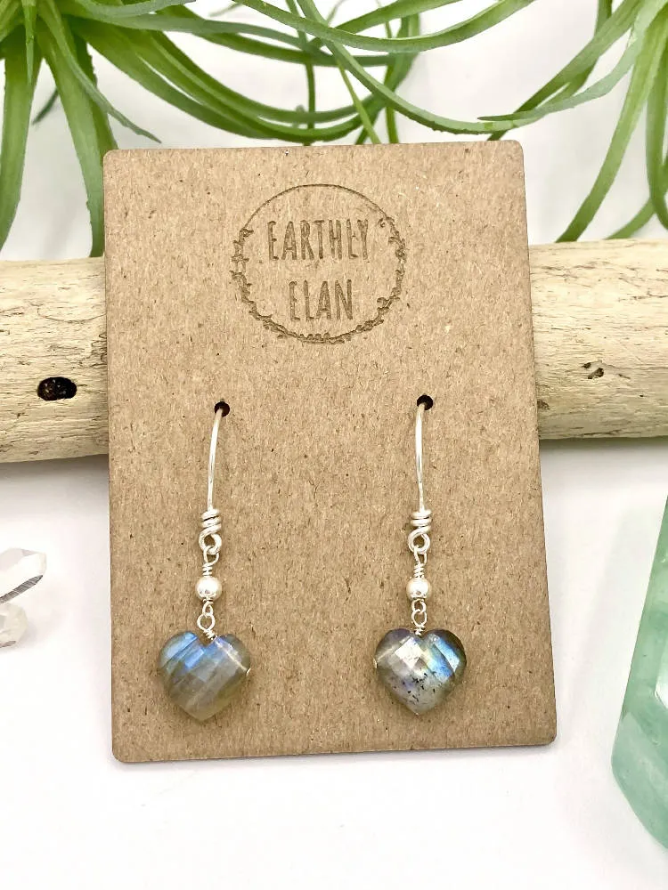 Labradorite Heart Earrings