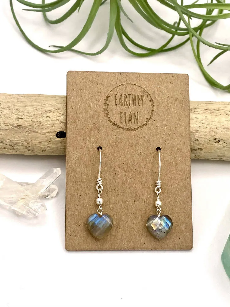 Labradorite Heart Earrings