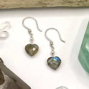 Labradorite Heart Earrings