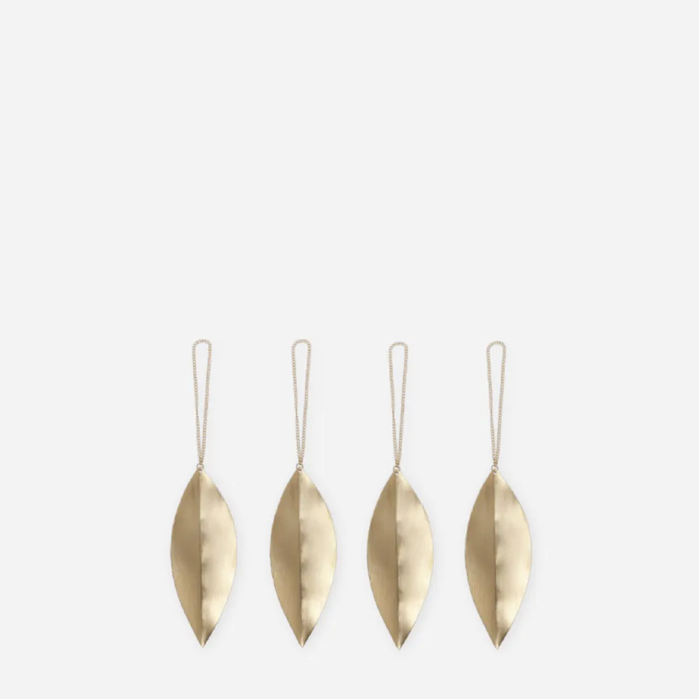 Leaf Brass Ornaments Sets of 4