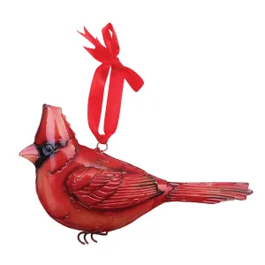 Metal & Capiz Cardinal Ornament