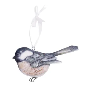 Metal & Capiz Chickadee Ornament