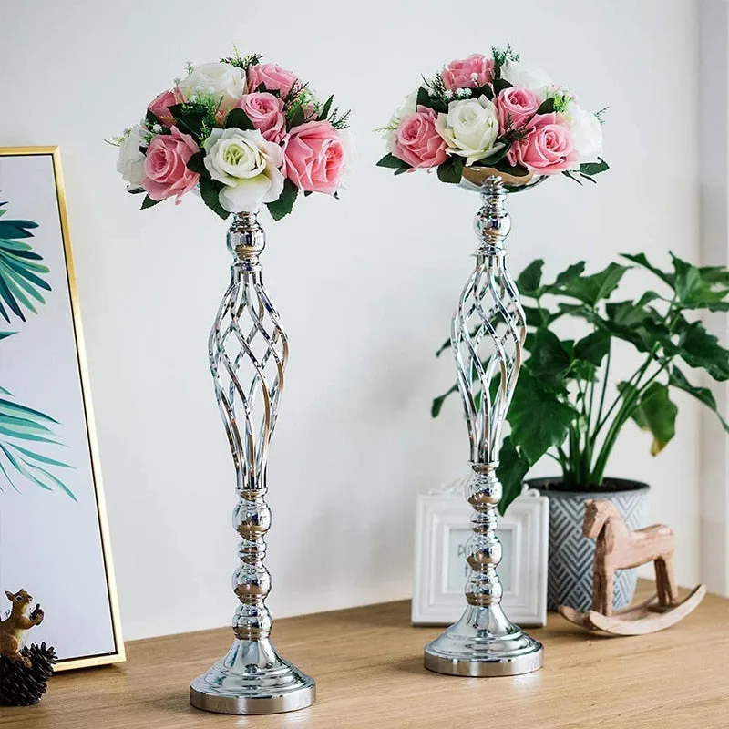 Metal Flowers Vases Stand For Wedding Or Valentine As Party Décor Centerpiece