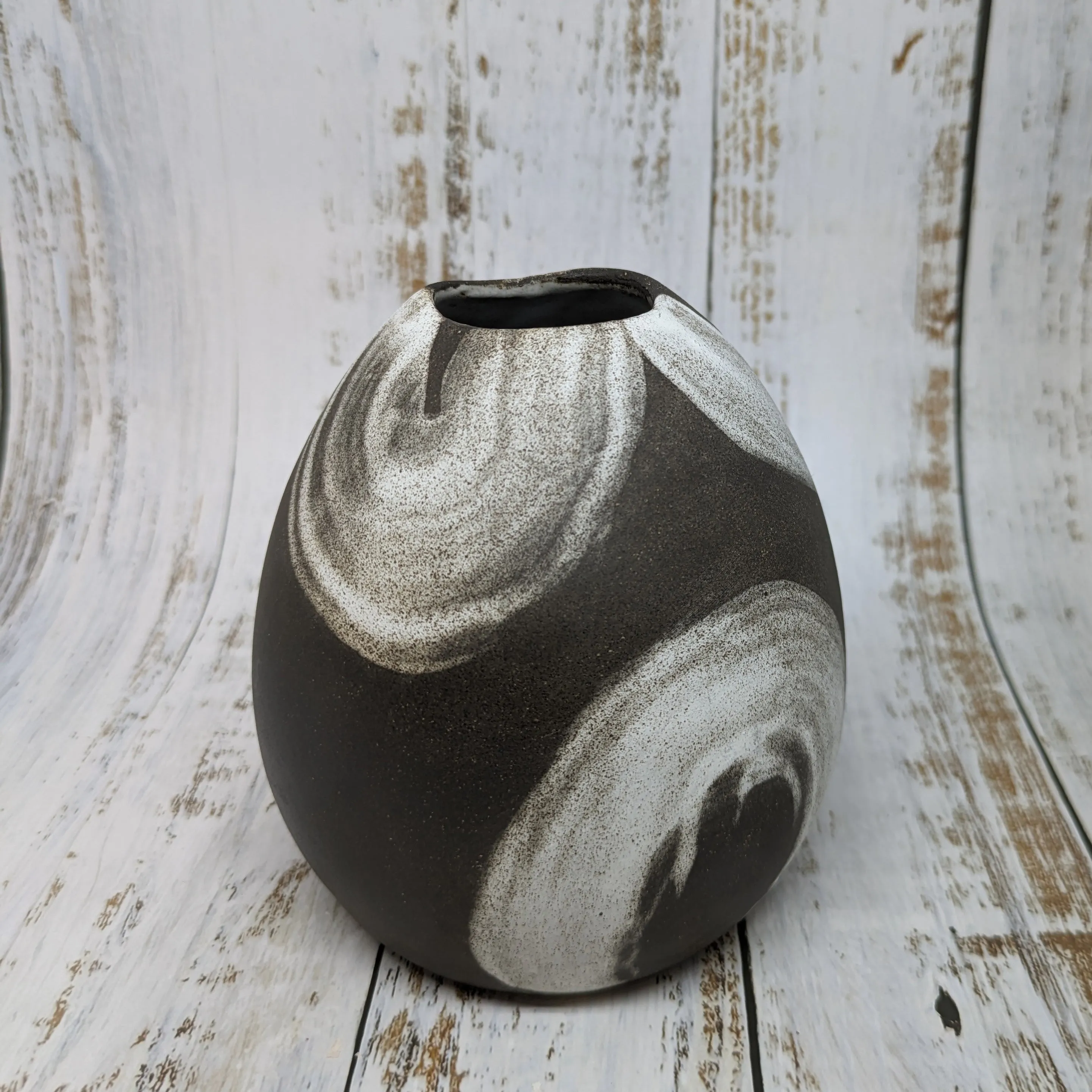 NEW! Black with White Circles Vase by SRS Ceramics