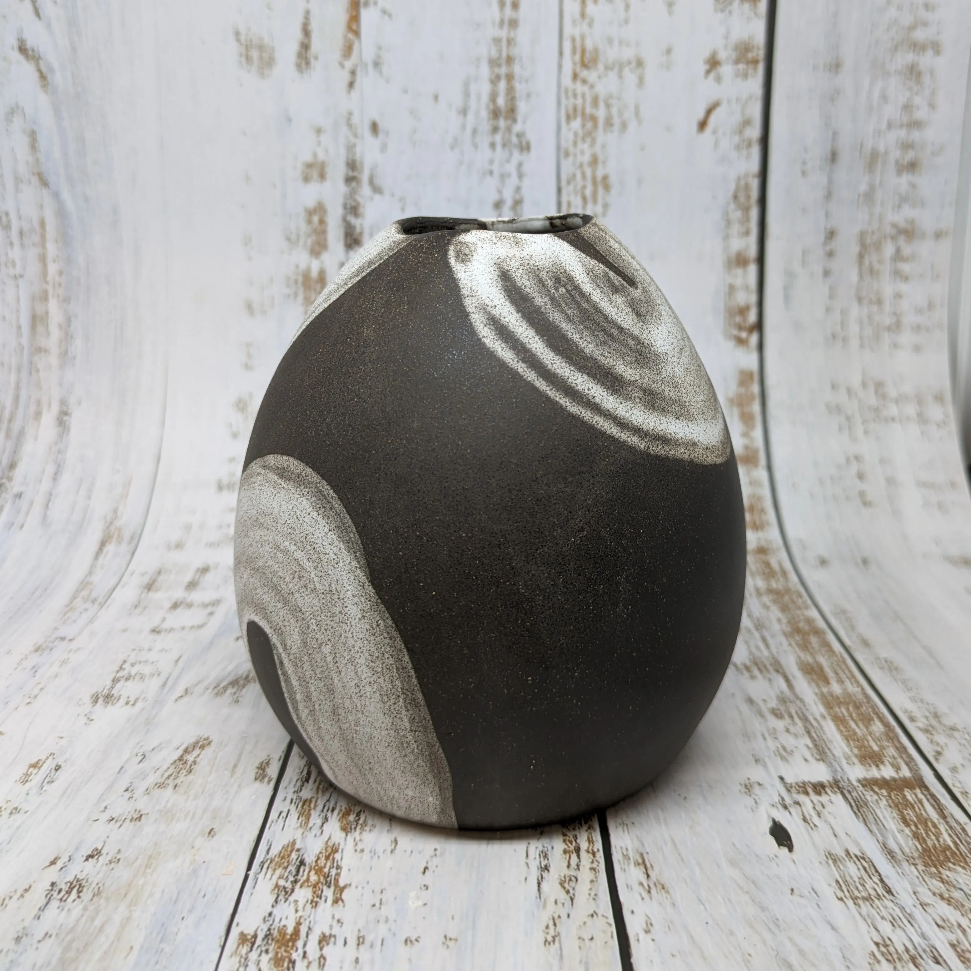 NEW! Black with White Circles Vase by SRS Ceramics