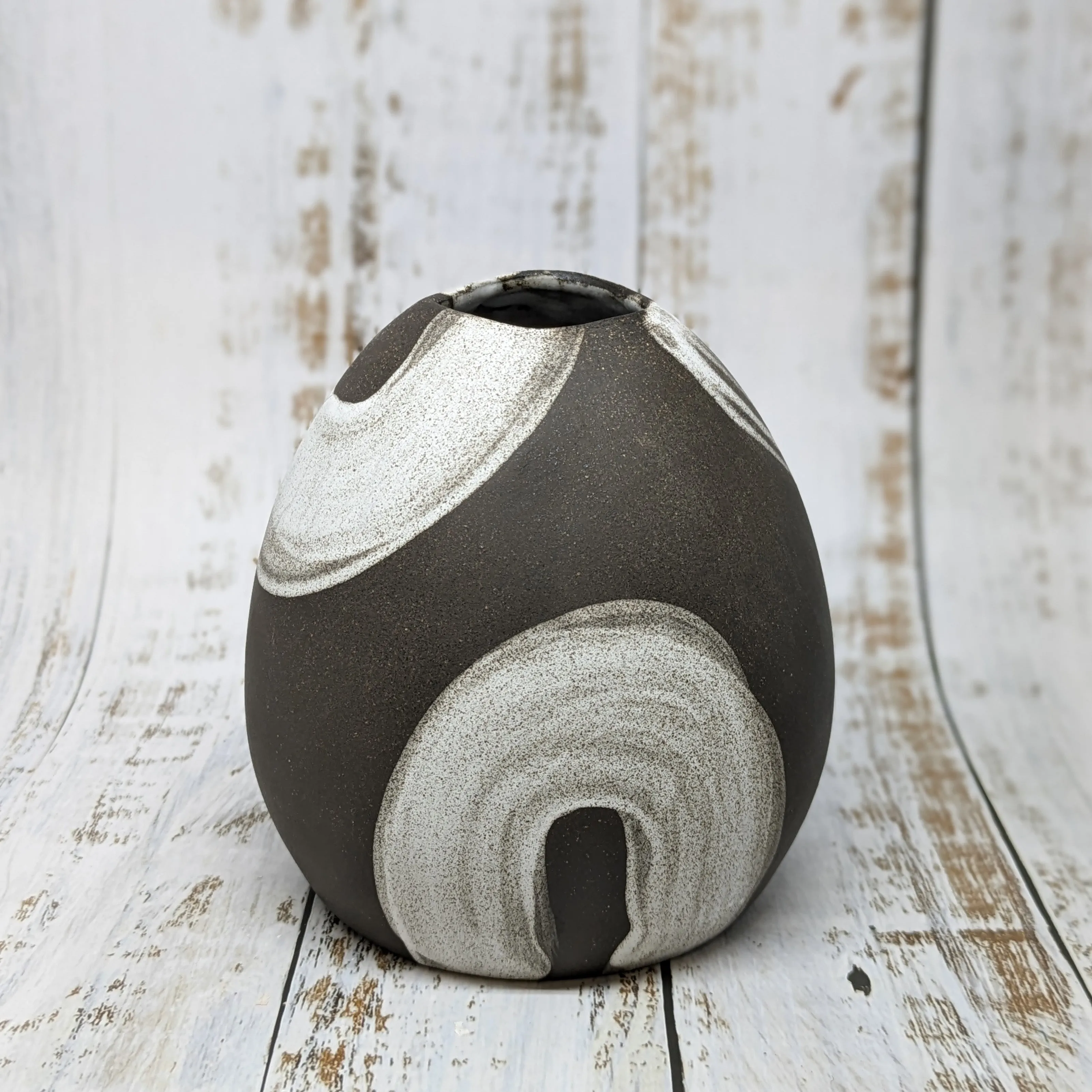 NEW! Black with White Circles Vase by SRS Ceramics