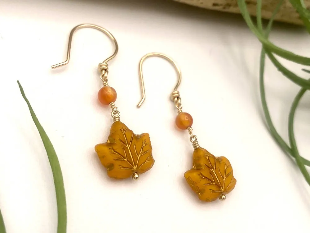 Orange Leaf Peeper Earrings