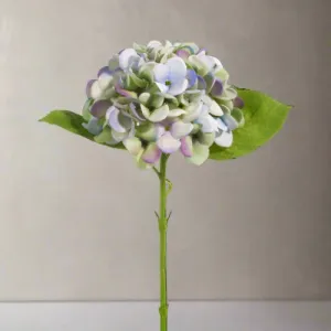 Pale Green and Purple Real Touch Hydrangea Stem 13" L