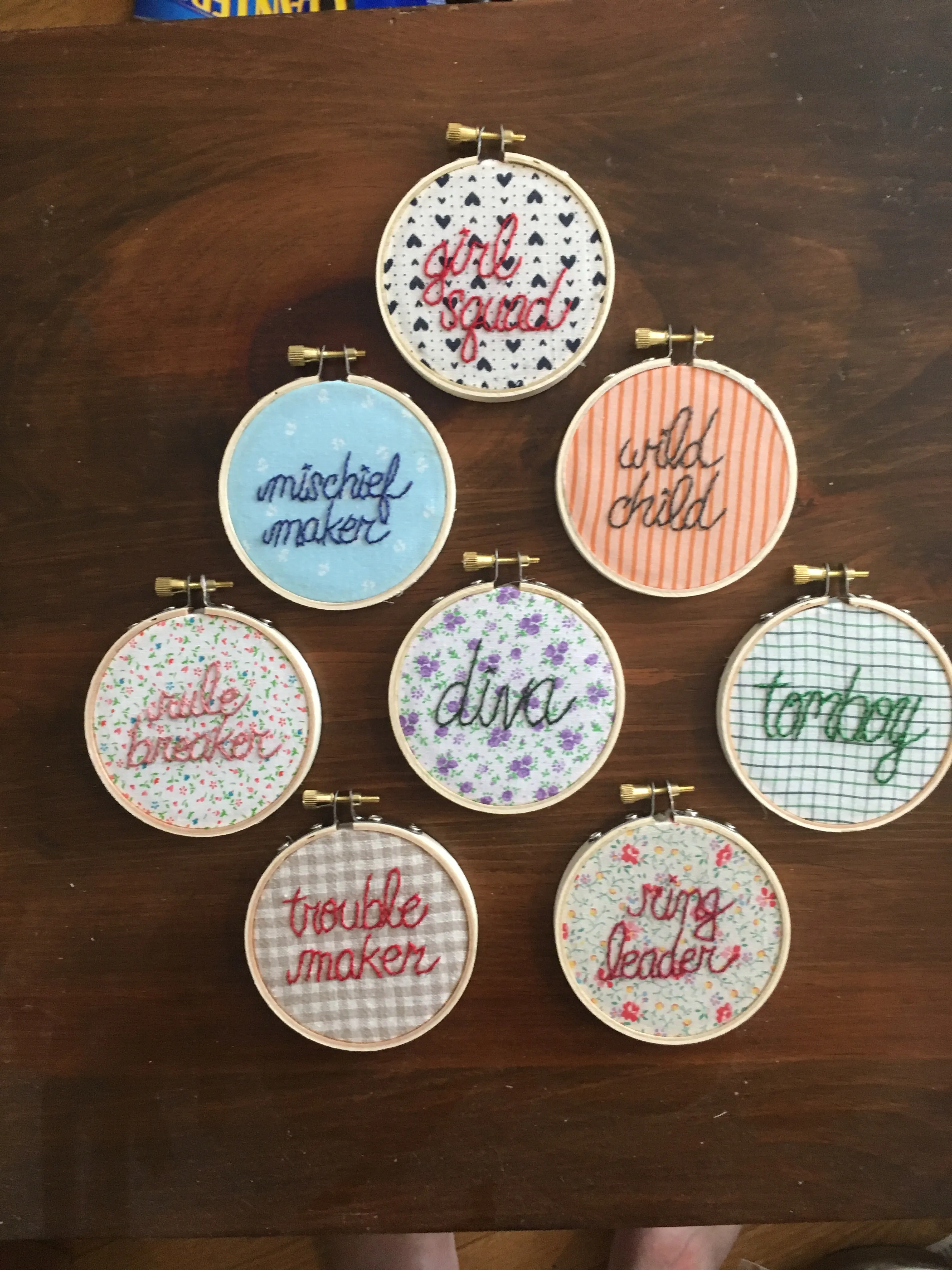 Personalized Hand-Embroidered Message Hoop - Small