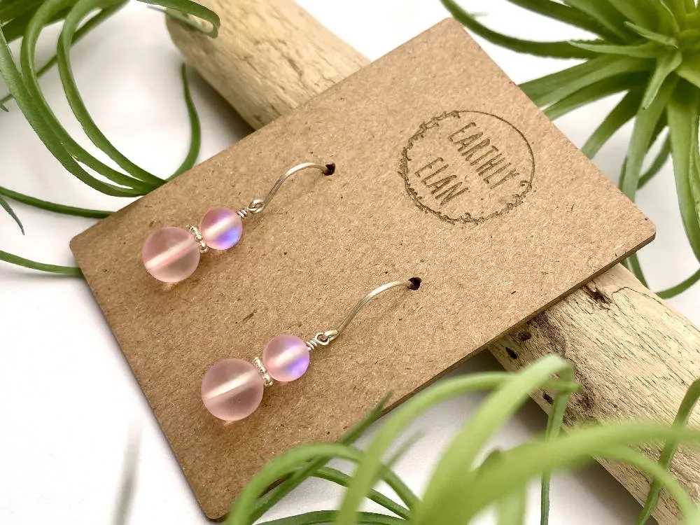 Pink Aura Quartz Earrings