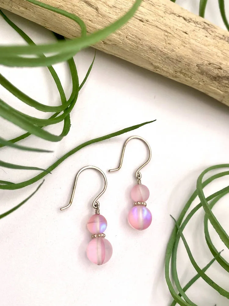 Pink Aura Quartz Earrings