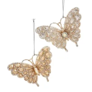 Platinum Glittered Acrylic Butterfly Ornament