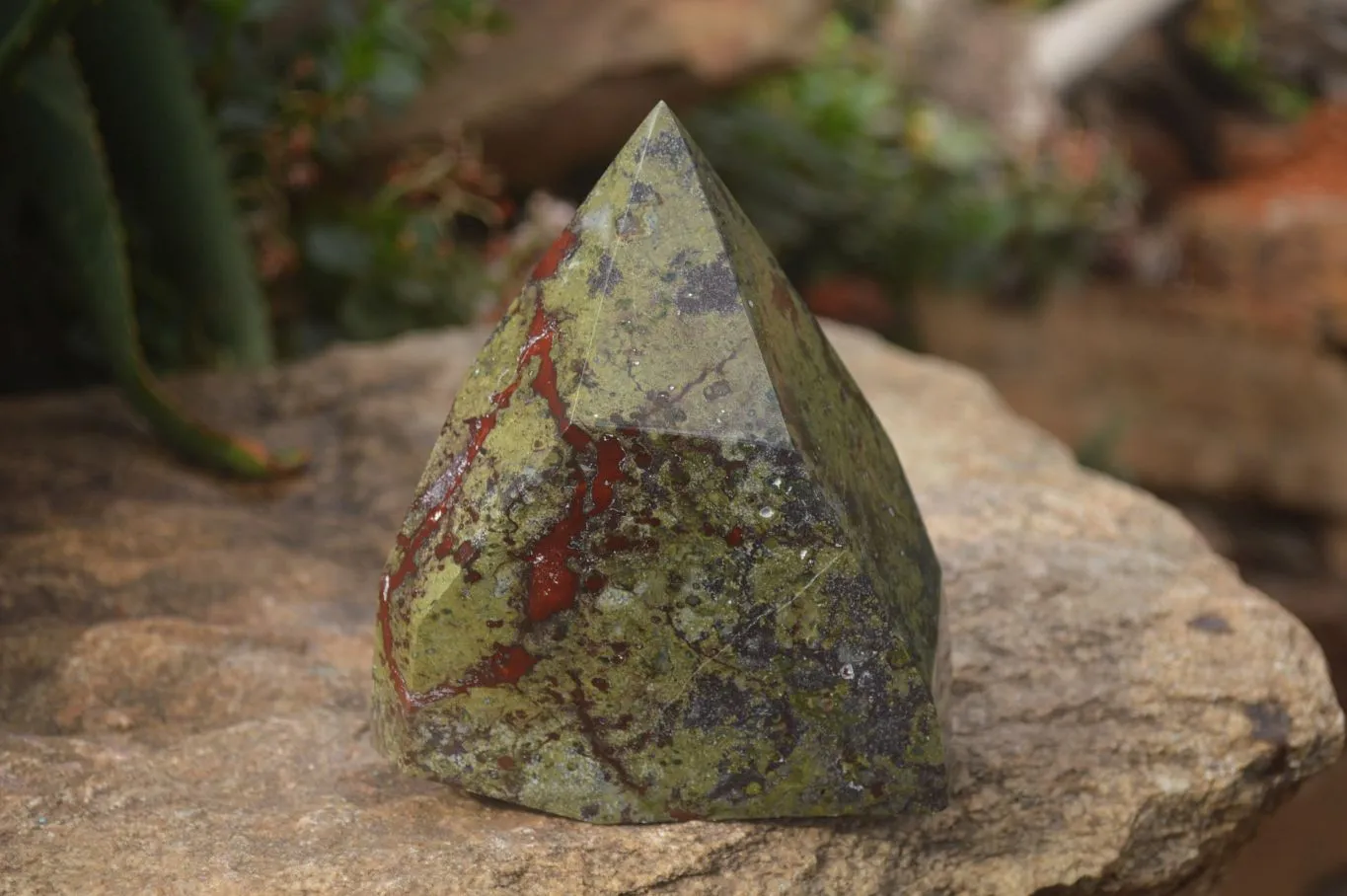 Polished "Dragons" Blood Stone Point x 1 From Tshipise, South Africa