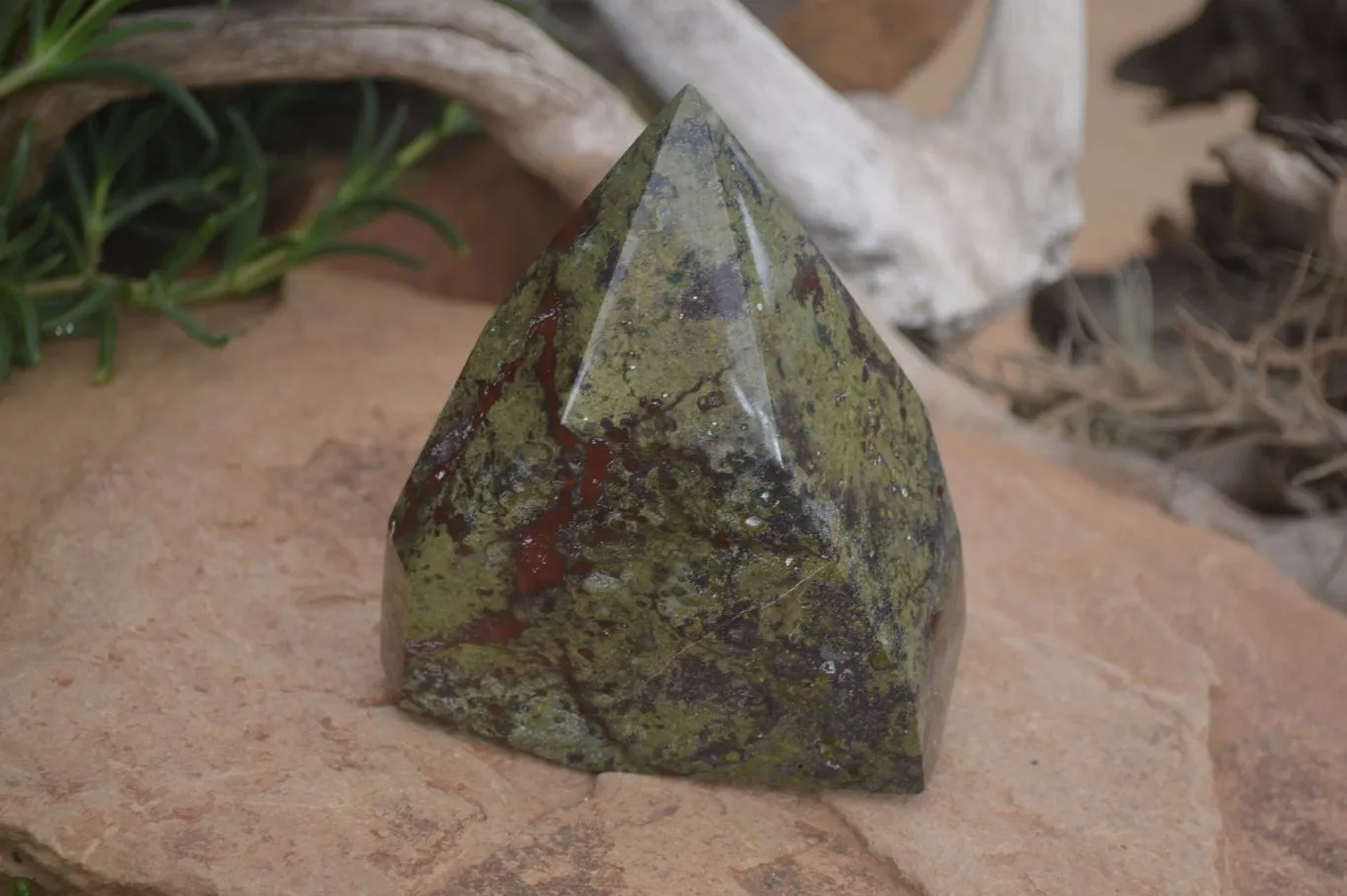 Polished "Dragons" Blood Stone Point x 1 From Tshipise, South Africa