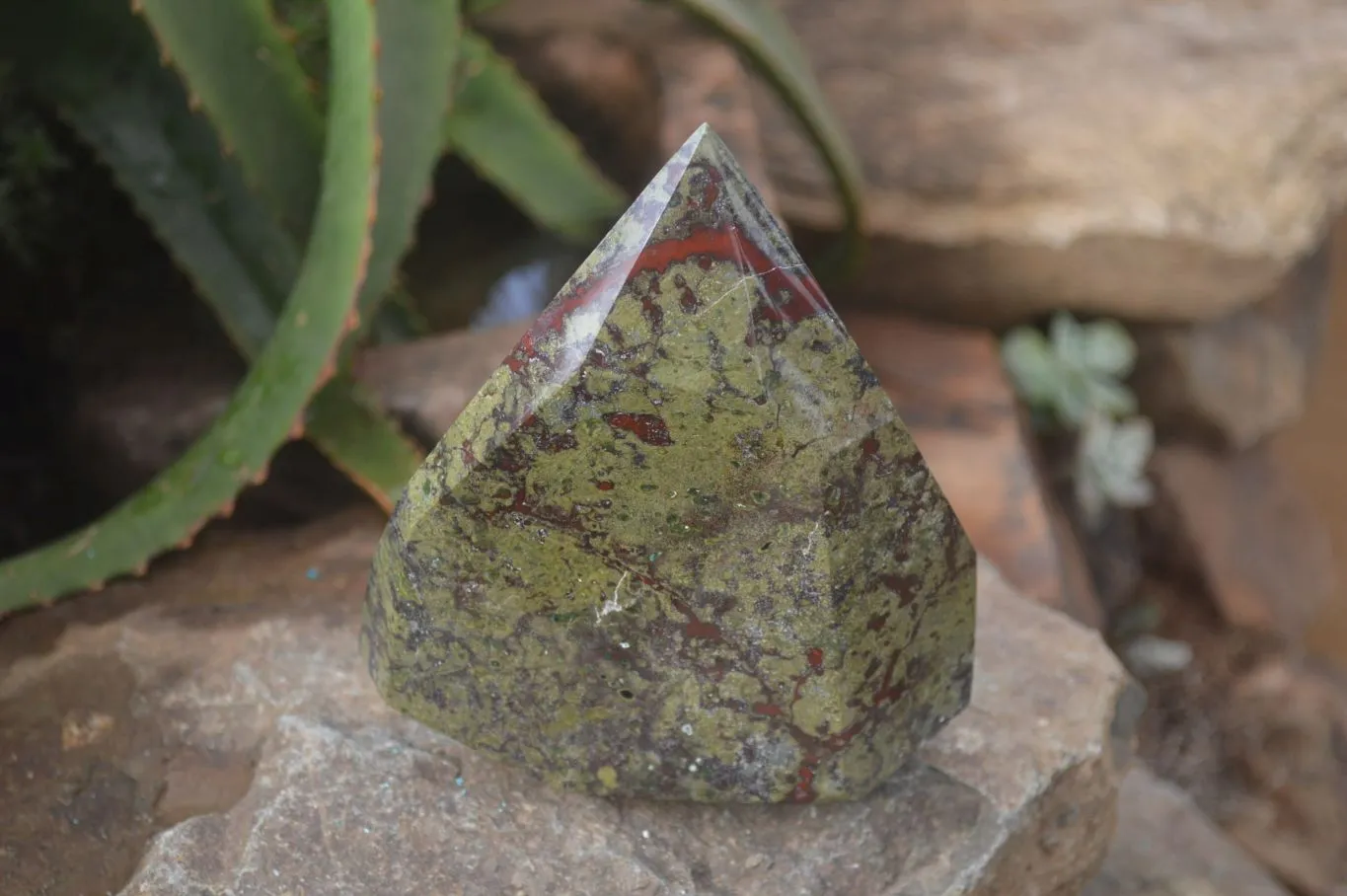 Polished "Dragons" Blood Stone Point x 1 From Tshipise, South Africa