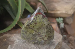 Polished "Dragons" Blood Stone Point x 1 From Tshipise, South Africa